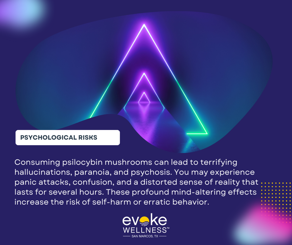 Infographic with details related to substance abuse involving magic mushrooms