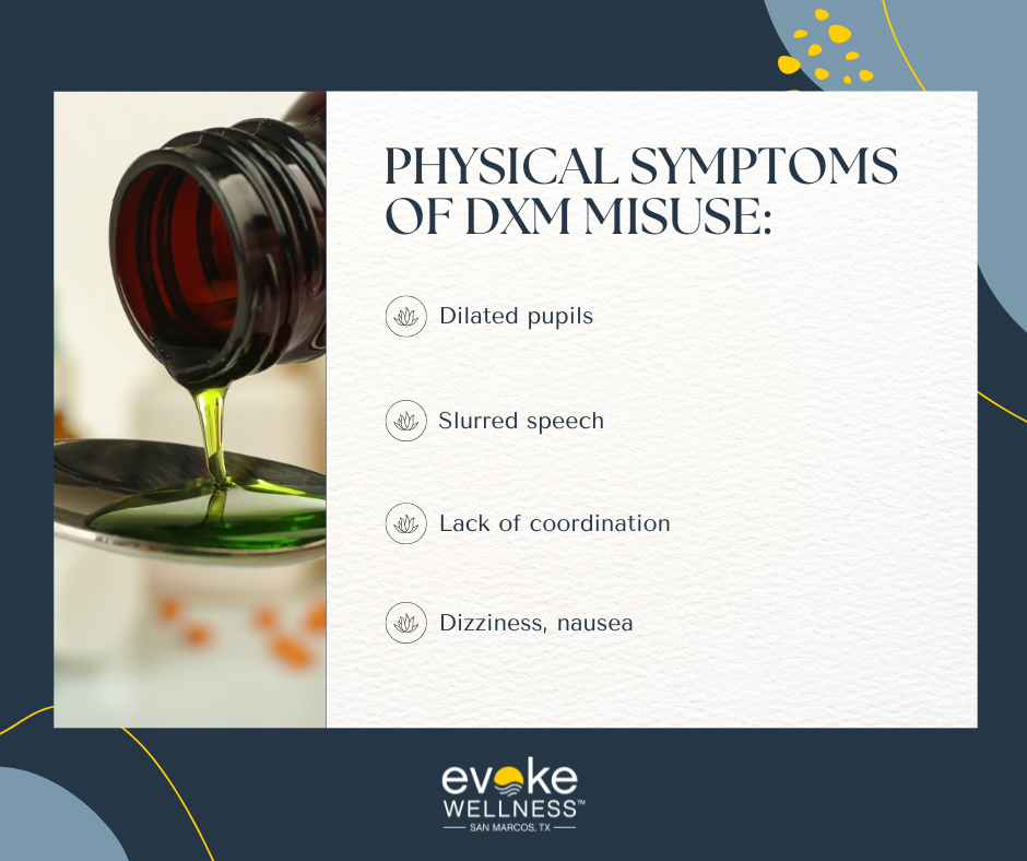 infographic of physical symptoms of DXM misuse